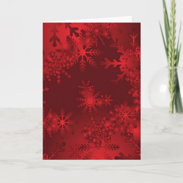 Tarjeta Festiva Copos de nieve rojos (Anverso)
