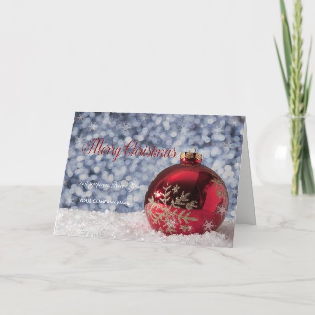 Tarjeta Festiva Copos de nieve, saludo de la compañía de bolas de  (Anverso)
