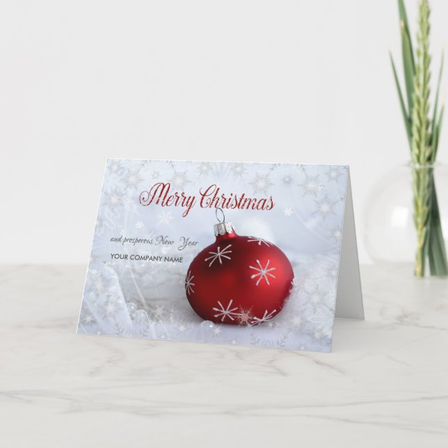 Tarjeta Festiva Copos de nieve, saludo de la compañía de bolas de  (Anverso)