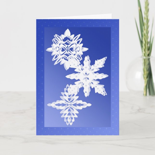 Tarjeta Festiva Copos de nieve sombreados (Anverso)