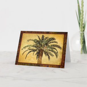 Tarjeta Festiva Copos de nieve tropicales de la palmera w del