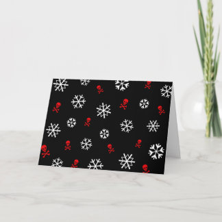 Tarjeta Festiva Copos de nieve y cráneos
