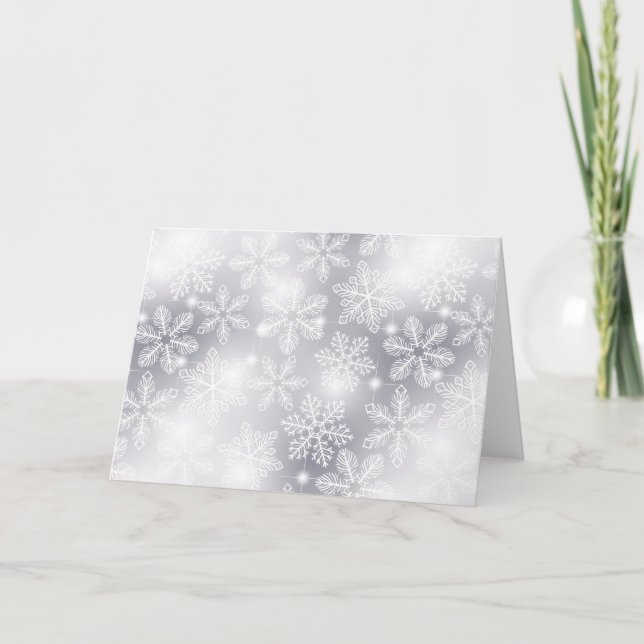 Tarjeta Festiva Copos de nieve y luces (Anverso)