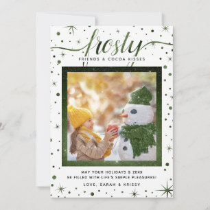 Tarjeta Festiva Copos de nieve y placeres sencillos Verde
