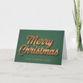 Tarjeta Festiva Copper Foil Retro Script Merry Christmas