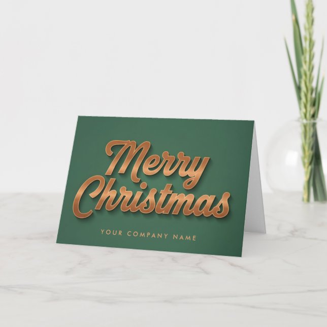 Tarjeta Festiva Copper Foil Retro Script Merry Christmas (Anverso)