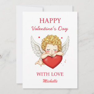 Tarjeta Festiva Coqueta ángel querubín corazón Feliz Día de San Va