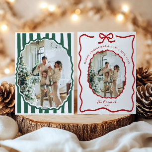 Tarjeta Festiva Coquette Bow Merry Christmas Photo
