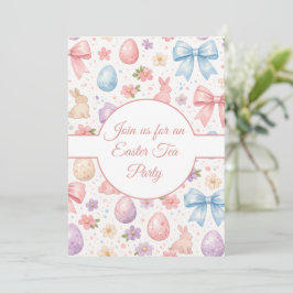 Tarjeta Festiva Coquette Bunny Easter Tea Party invitation