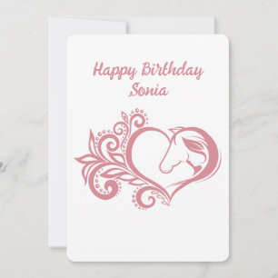 Tarjeta Festiva Coquette Chica de Caballo Rosa Feminine Elegine