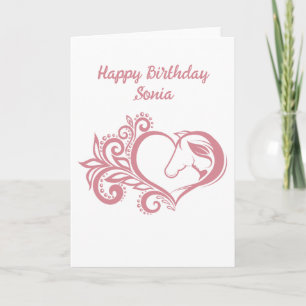 Tarjeta Festiva Coquette Chica de Caballo Rosa Feminine Elegine
