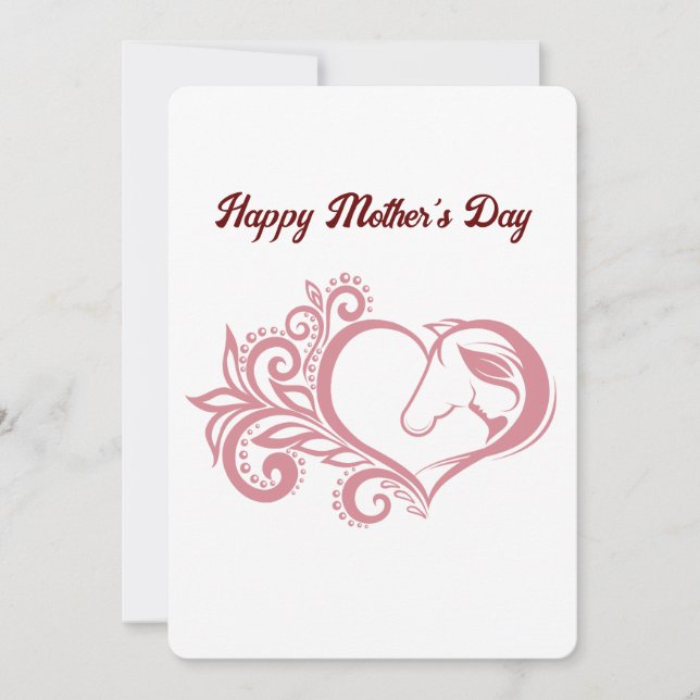 Tarjeta Festiva Coquette Chica de Caballo Rosa Feminine Elegine (Anverso)