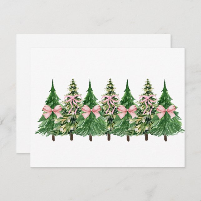 Tarjeta Festiva Coquette Christmas Tree, Mama Cancer AwarenessCo (Anverso / Reverso)