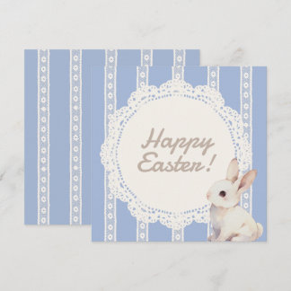 Tarjeta Festiva Coquette Lace Doily Bunny Blue Flat Holiday Card