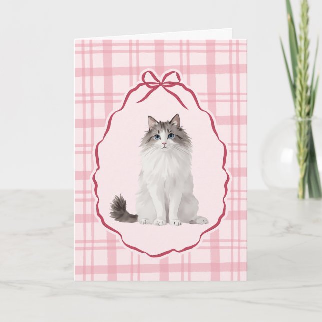Tarjeta Festiva Coquette Rag Doll Cat Valentines Day Card (Anverso)