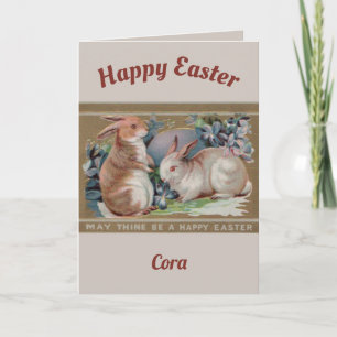 Tarjeta Festiva CORA ~ EASTER VINTAGE ART ~ 2 Sweet Bunnies ~
