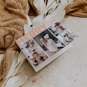 Tarjeta Festiva Coral Moderno Alegre Plegado Cinco Foto