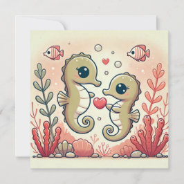Tarjeta Festiva Coral Reef Seahorse Love Card