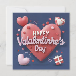 Tarjeta Festiva corazón 3d con texto Feliz Día de San Valentín