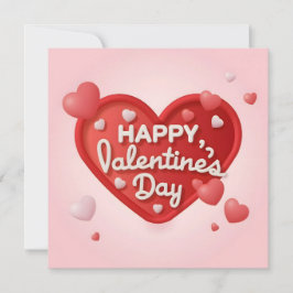 Tarjeta Festiva Corazón 3d con texto Feliz Día de San Valentín