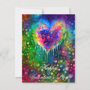 Tarjeta Festiva Corazón abstracto brillante y burbujas valentín pa