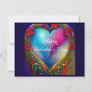 Tarjeta Festiva Corazón abstracto de San Valentín cubierto de gema