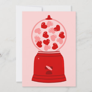 Tarjeta Festiva corazón amor goma máquina gominolas San Valentín