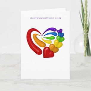 Tarjeta Festiva corazón arco iris, FELIZ AMOR DEL DÍA DE VALENTINA