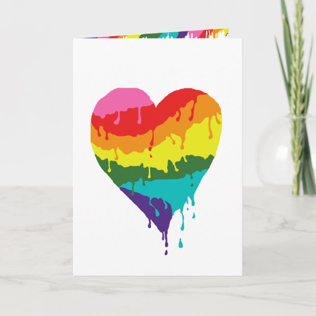Tarjeta Festiva Corazón arcoiris (Anverso)