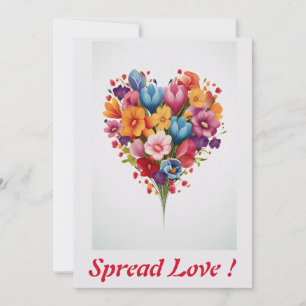 Tarjeta Festiva Corazón arcoiris de flores de amor personalizado