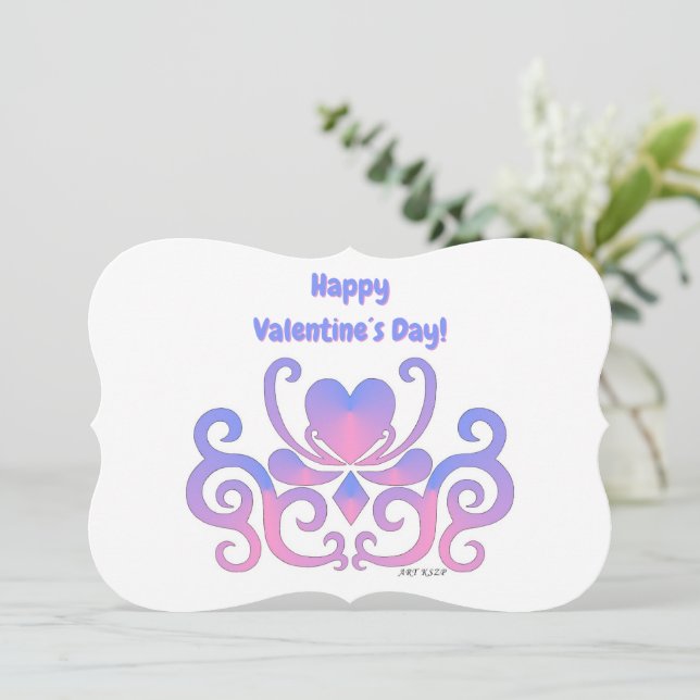 Tarjeta Festiva Corazón arcoiris y Lily (Anverso de pie)