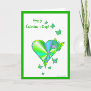 Tarjeta Festiva Corazón arcoiris y mariposa