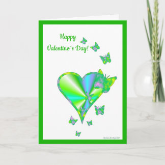 Tarjeta Festiva Corazón arcoiris y mariposa