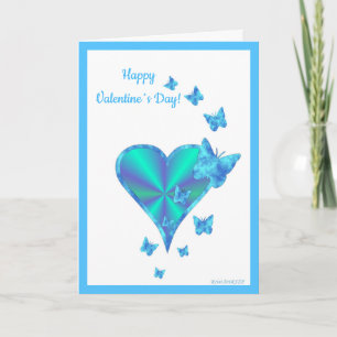 Tarjeta Festiva Corazón arcoiris y mariposa