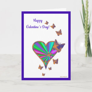 Tarjeta Festiva Corazón arcoiris y mariposa