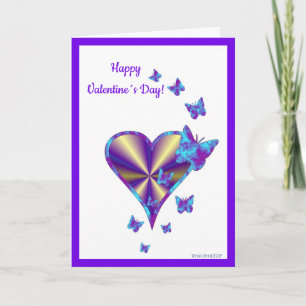 Tarjeta Festiva Corazón arcoiris y mariposa