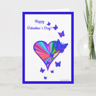 Tarjeta Festiva Corazón arcoiris y mariposa