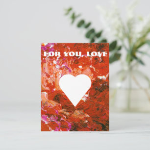 Tarjeta Festiva Corazón Blanco en Rojo Día de San Valentín Plano P