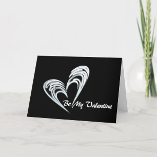 Tarjeta Festiva Corazón blanco negro con ser mi San Valentín