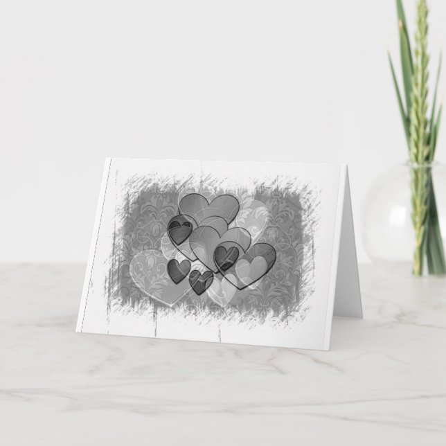 Tarjeta Festiva Corazón blanco y negro (Anverso)