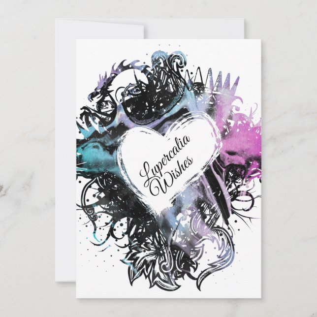 Tarjeta Festiva Corazón brillante de mármol Lupercalia Valentine (Anverso)