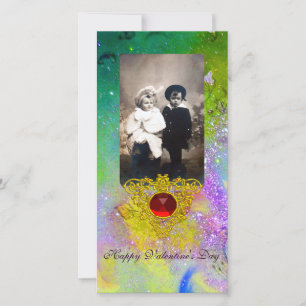 TARJETA FESTIVA CORAZÓN CELÁTICO EN VIOLETO, VERDE, AMARILLO DE OR