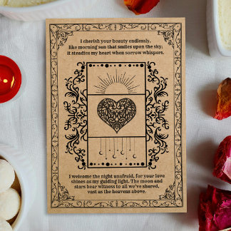 Tarjeta Festiva Corazón Celestial del Sol Kraft Vintage