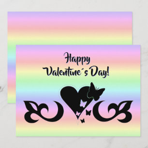 Tarjeta Festiva Corazón con mariposa y Lily