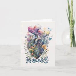 Tarjeta Festiva Corazón de acuarela