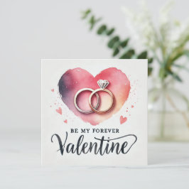 Tarjeta Festiva Corazón de acuarela con anillos – Forever Valentin