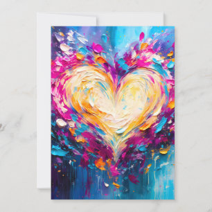Tarjeta Festiva Corazón de Amor Abstracto Moderno Colorido