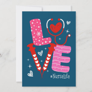Tarjeta Festiva Corazón de amor estetoscopio enfermera vida enferm