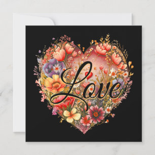 Tarjeta Festiva Corazón de amor floral