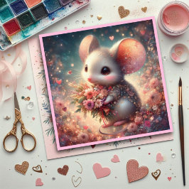 Tarjeta Festiva Corazón de amor rosa Flores de color de agua para 